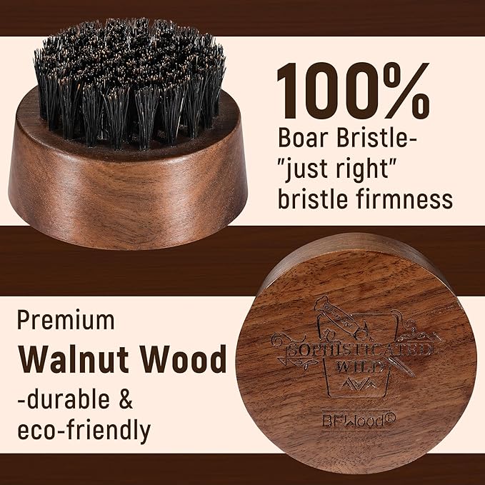 BFWood Beard Brush for Men, Natural Boar Bristles Beard Brush
