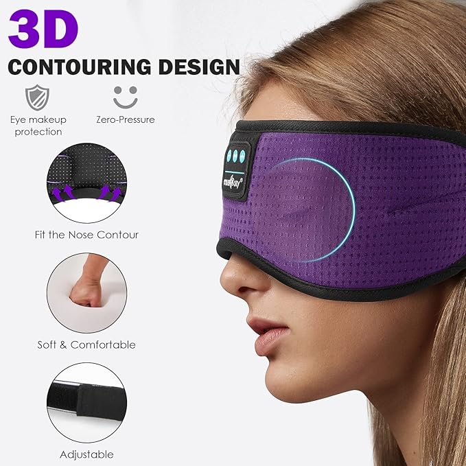 MUSICOZY Sleep Headphones, Bluetooth 5.4 Sleep Mask Headband Headphones Sleeping Eye Mask, Wireless Music Earbuds Earphones with HD Stereo Speakers for Side Sleepers, Cool Gadgets Unique Gift