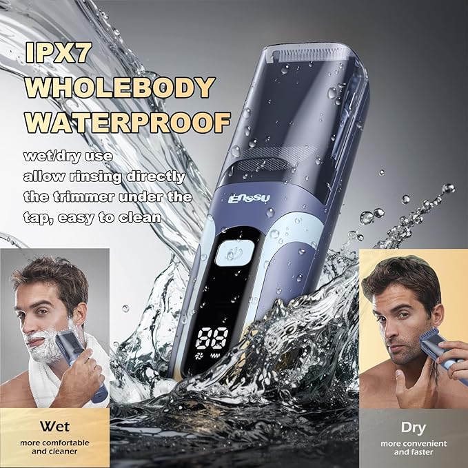 Beard Trimmer for men, Vacuum Mustache Trimmer Electric Shaver, Blue