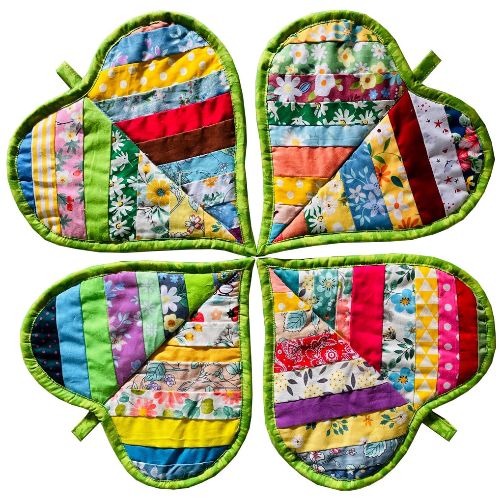 Pot Holders for Kitchen Hot Pads 100% Cotton for BBQ/Cooking/Baking/Grilling/Microwave/Barbecue (Loves, 4PCS Loves)