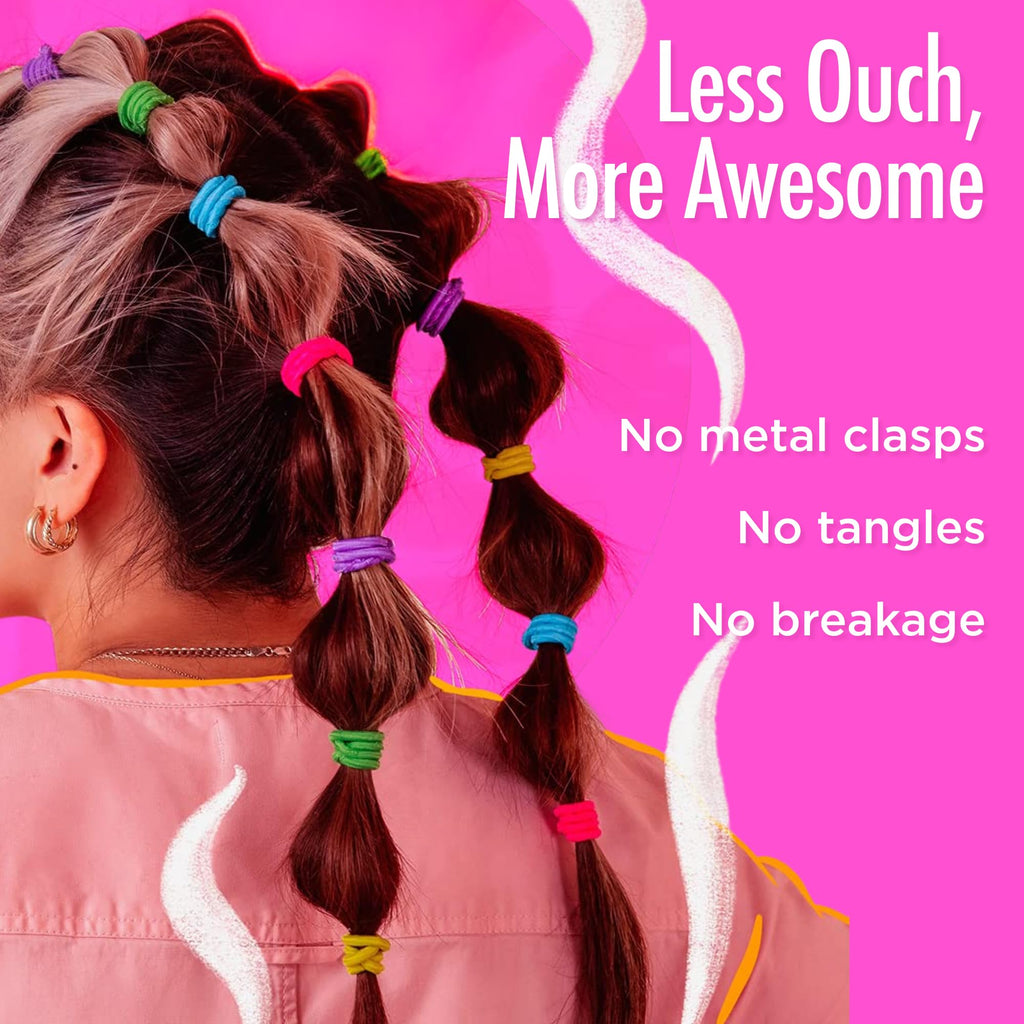 Goody Kids Ouchless Hair Elastics – No Pull, No Breakage, Tangle-Free Hold for Fine Hair – 60 Count, Assorted Colors, Long-Lasting Ponytail Holders for Girls & Boys