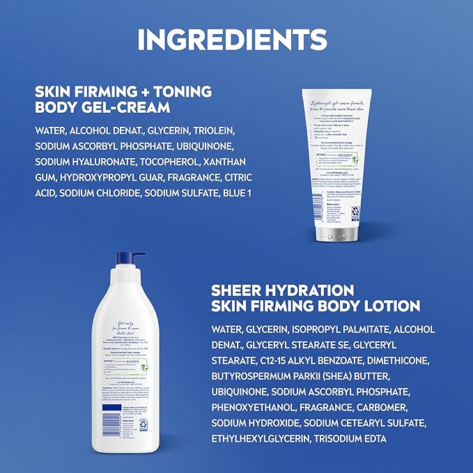 NIVEA Sheer Hydration Skin Firming Body Lotion (16.9 FL OZ) Skin Firming and Toning Body Gel Cream with Hyaluronic Acid (6.7 OZ), Skincare Enriched with Q10 and Vitamin C Multipack of 2