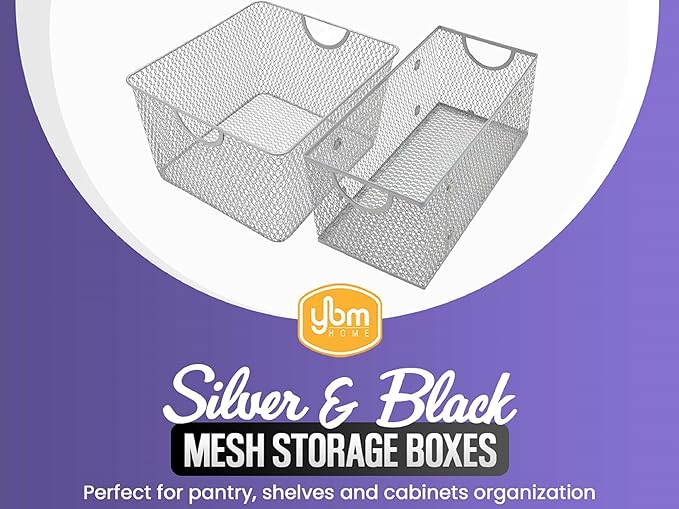 YBM Home Wire Mesh Storage Basket Organizer for CD and DVDs - 2 Pack