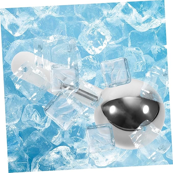 DEARMAMY 2pcs Facial Ice Globes Massager Stainless Steel Cooling Balls for Eye and Face Care Enhance Absorption Promote Circulation Portable Skincare Tool