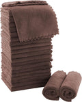 MOONQUEEN Ultra Soft Premium Washcloths Set - 12 x 12 inches - 24 Pack - Quick Drying - Highly Absorbent Coral Velvet Bathroom Wash Clothes - Use as Bath, Spa, Facial, Fingertip Towel (Wood Brown)