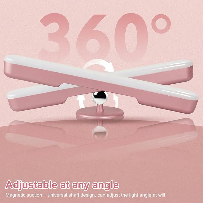 Benreom 2 Pack Wireless Vanity Lights for Mirror, Magnetic LED Bars, Pink