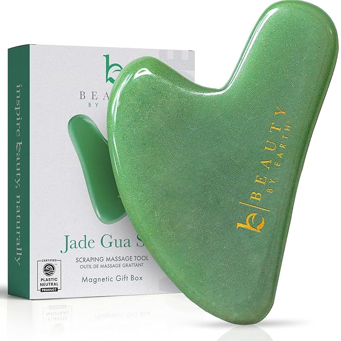 Beauty by Earth Jade Gua Sha Facial Tools - Depuffer & Massager Tool