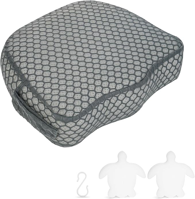 Hot Tub Booster Seat, Weighted SPA Booster Seat Cushion for Adults, 3D Air Mesh Hot Tub Seat Accssories with Non-Slip Micro Dot Bottom,Indoor or Outdoor Quick Dry Hot Tub Pillow (1 Pack-Grey)