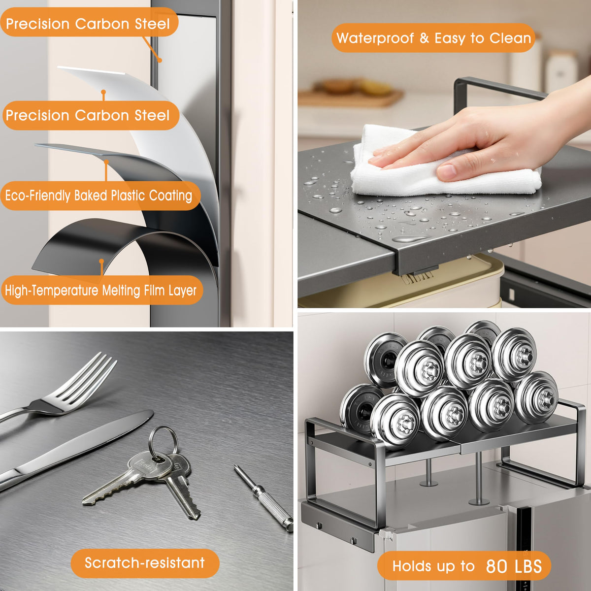 YOFENZO Adjustable Fridge Top Storage Rack,20.8"-36.6" Expandable Organizer Shelf,Refrigerator Storage, Anti-Slip,L-Shaped Design,Space Saver for Kitchen,Laundry,Dorm (Fits Most Appliances)