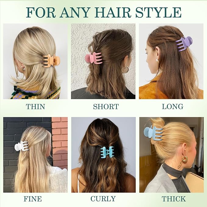 Sisiaipu 12Pcs Hair Clips for Women 1.8 Inch Small Claw Clips for Thin Hair Medium Hair Claw Clips for Thick Hair Accessories for Women Girls (Gloss Colorful)