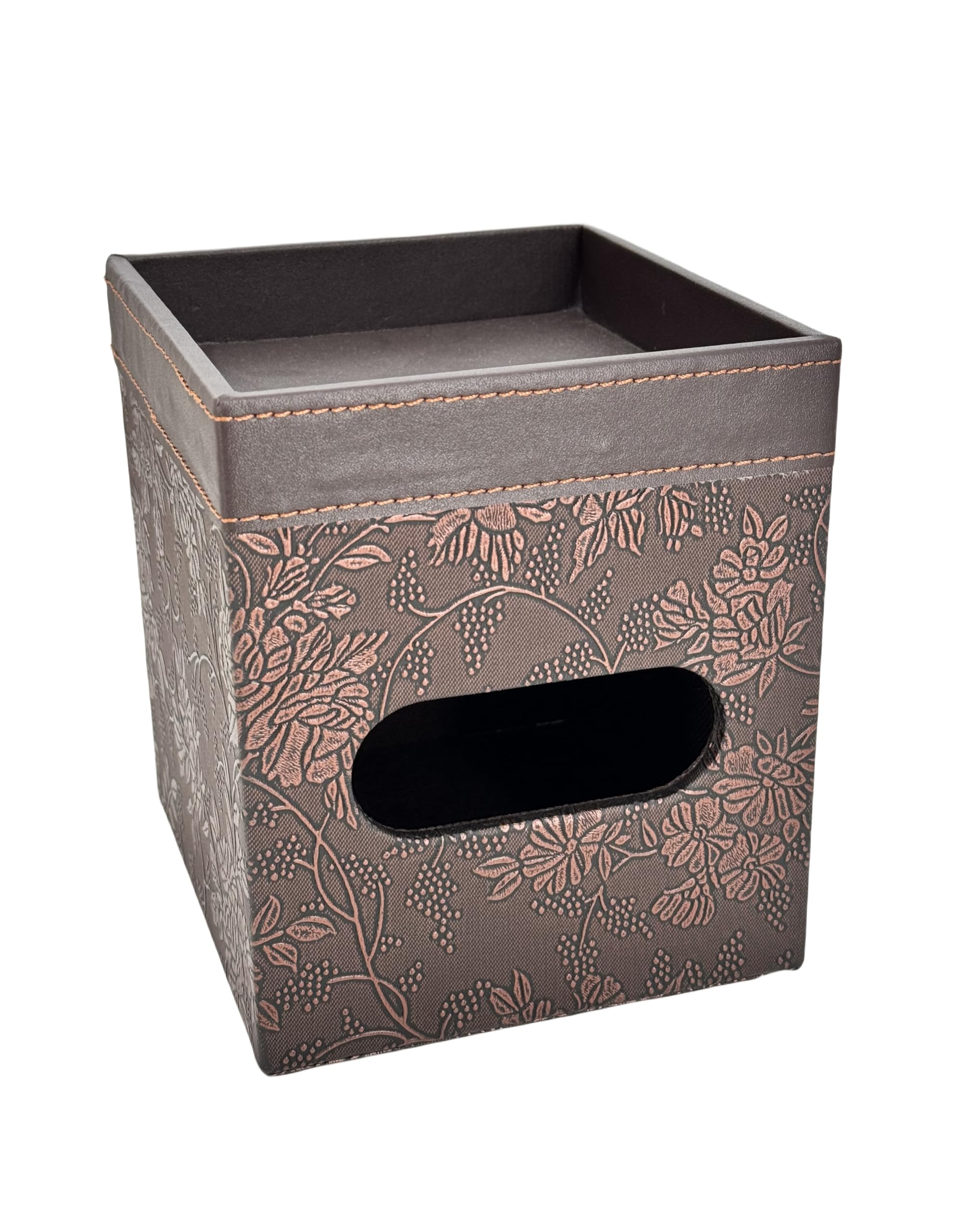 PU Leather Tissue Box Cover Square, Modern Tissue Holder with Storage Valet Tray, Nightstand Decorative Tissues Case, Facial Tissue Box Holder for Bathroom,Bedroom,Livingroom and Office (Antique)