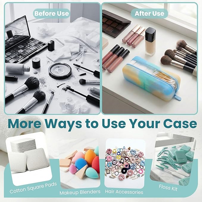 Cotton Pad Swab Travel Case, Waterproof Organizer (Ocean Breeze)