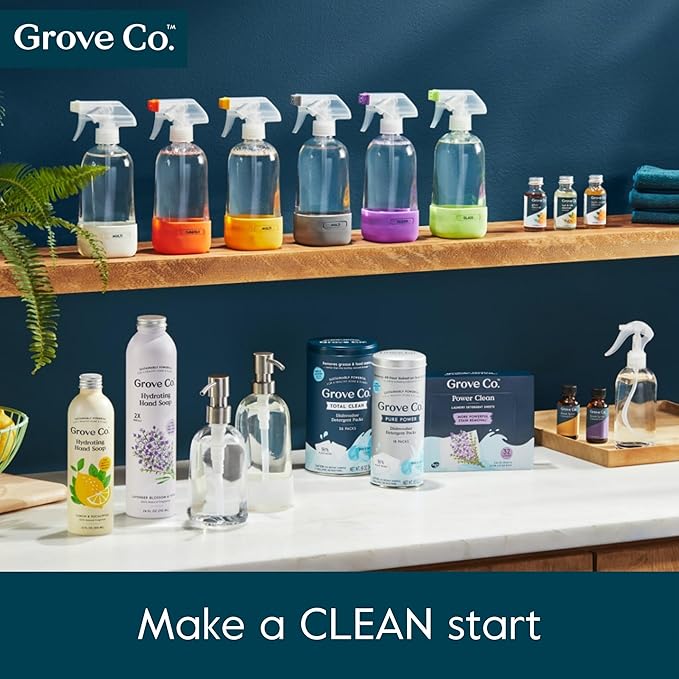 Grove Co. Foaming Soap Dispenser Set, 2 x 12oz Glass Bottles, Reusable