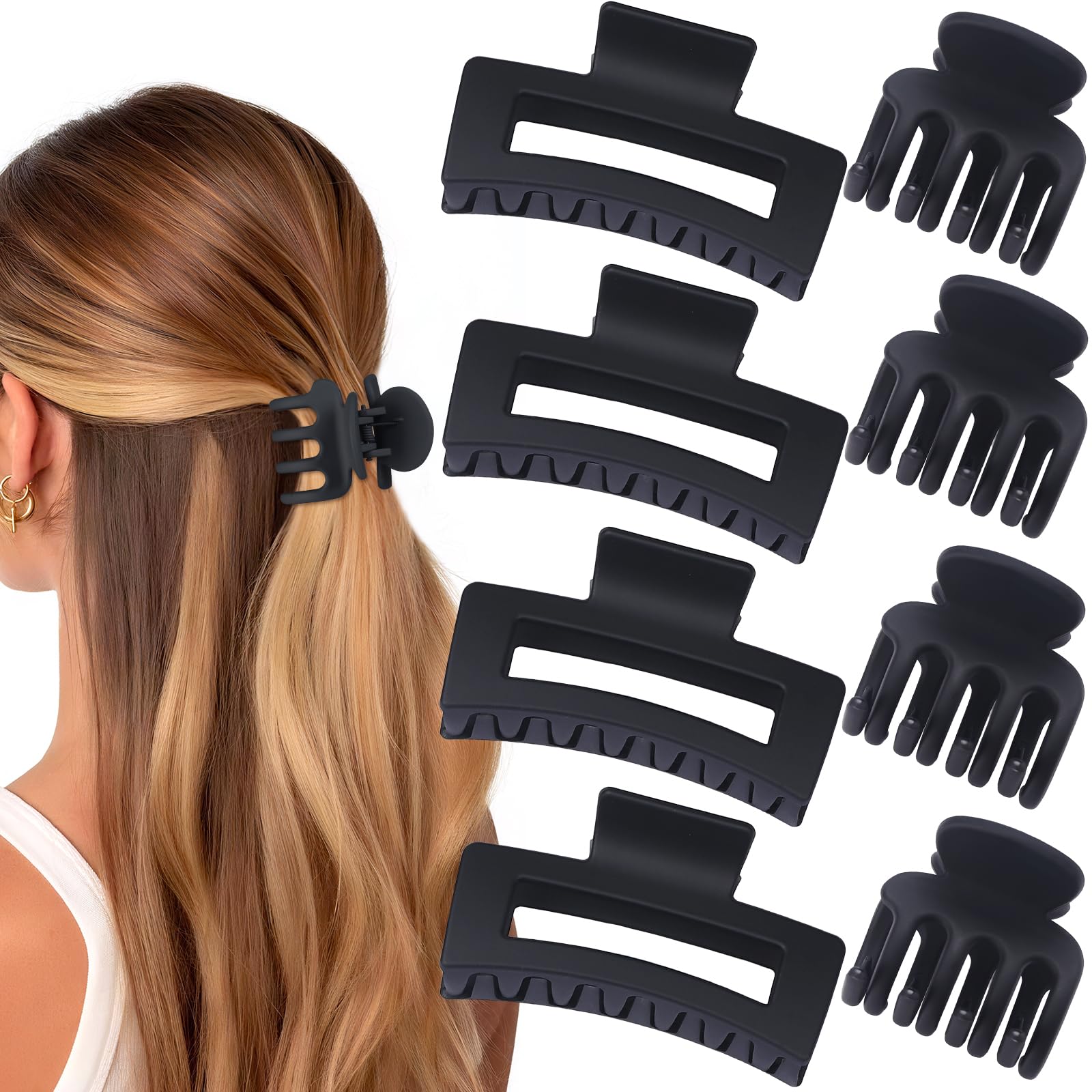 SMKSL 8 Pcs Hair Claw Clips for Women & Girls 2 Styles Hair Accessories