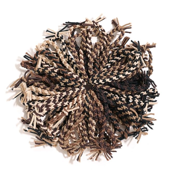 Pack of 100 Braided Elastic Hair Ties Hair Ropes Rubber Bands Ponytail Holder Thick Thin Hair Scrunchies Accessories for Women Girls