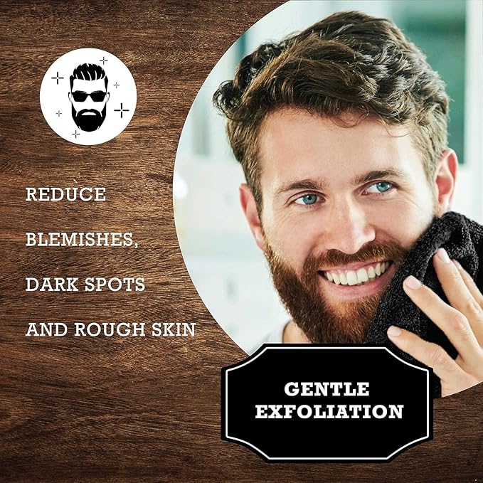 The Rustic Man Terry Wash Cloths for Face and Body, Dual-Sided Cleansing and Exfoliating Washcloths, Machine Wash, Black, 3 Count
