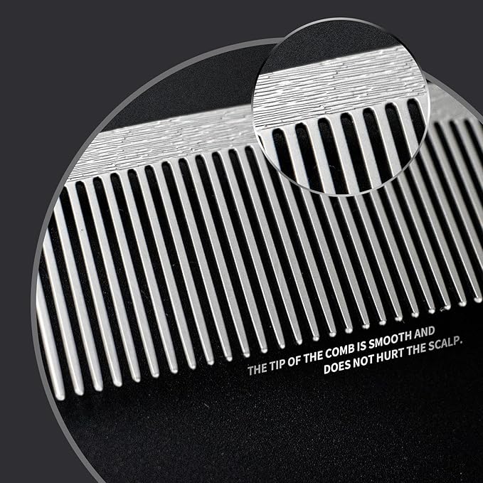 2 Pcs Stainless Steel Comb,Teasing Comb with Metal Pick, Rat Tail Combs, Metal Combs Hair Cutting for Stylist Hair Women Wood Grain Design