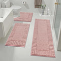 Pauwer Bathroom Rugs Sets 3 Piece, Microfiber Bath Mat Set, Dusty Pink