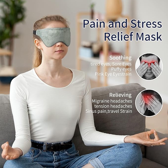 Mr. Sandman Weighted Eye Mask for Sleeping, Blackout Sleep Mask, Reversible Cool & Cozy Compress for Dry Eyes, Headache Migraine Relief, Eye Cover for Travel, Gifts for Women & Men, 0.5 lb, Grey