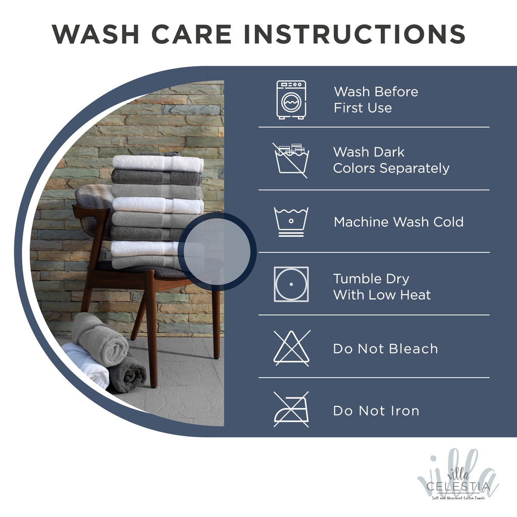 Villa Celestia Cotton Washcloths Set of 6, 12x12 Inch, 100% Ring-Spun Combed Cotton, Soft Absorbent Quick-Dry Wash Cloths for Face and Body, Oeko-TEX Certified, Hotel & Spa Quality, Navy Blue