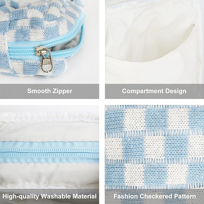 CekPo Sanitary Napkin Storage Bag, Menstrual Pad Zipper Bag Checkered Portable Period Bag Panty Liners, Tampon Storage Pouch for Women Ladies Daily Use Storage Purse Travel