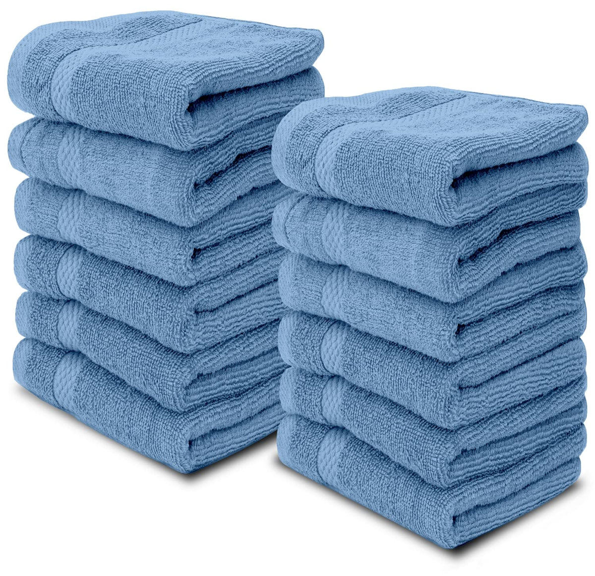 White Classic Luxury Dark Gray Washcloths 12 Pack - 13x13, Turkish Cotton