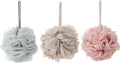 KAKOOI Bath Sponges, Shower Loofah for Body Exfoliation(3 pcs, Brown&Gray&Pink)