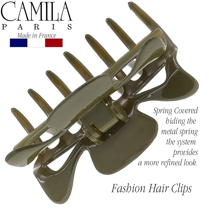 Camila Paris CP3507 French Hair Clip for Women, 3.5 inch Green for Thick Volume Hair, Girls Hair Claw Clips Jaw, Durable Styling Hair Accessories for Women, Strong Hold No Slip Grip, Made in France