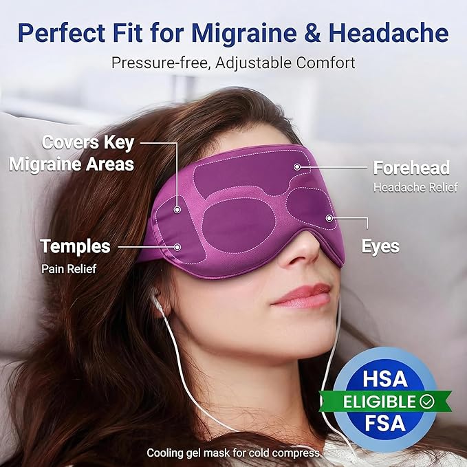 Cooling Eye Mask for Puffy Eyes: Fsa Eligible ltems Hsa, Migraines Headache Fast Relief After Surgery Care Cold Compress, Reusable Face Ice Pack Gel for Dark Circles, Gentle Weighted Sleep Mask Purple