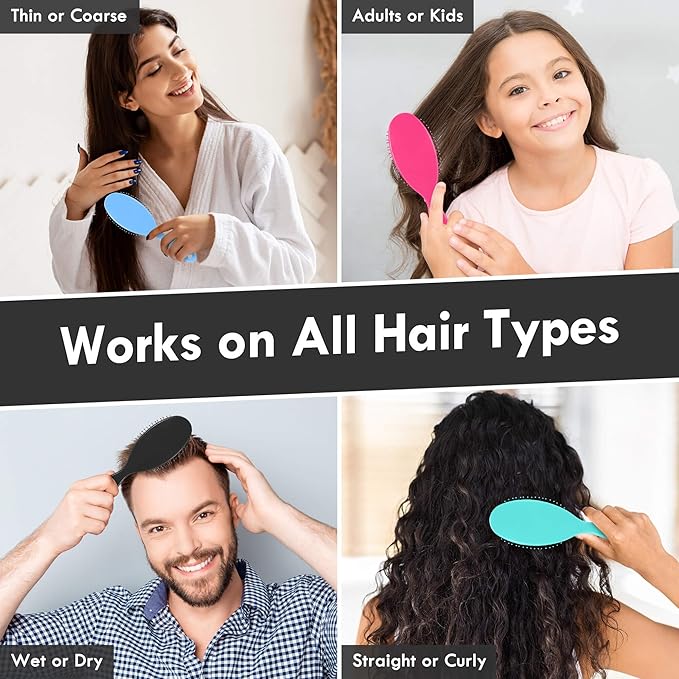 Aussumy 4 Pack Detangling Hair Brush - Air Cushion Detangler Hairbrush with Ultra Soft Bristles for Effortless Tangle Removal For Wet Dry Damaged Curly Fragile Hair for Women Men Boys Girls Adult Kids