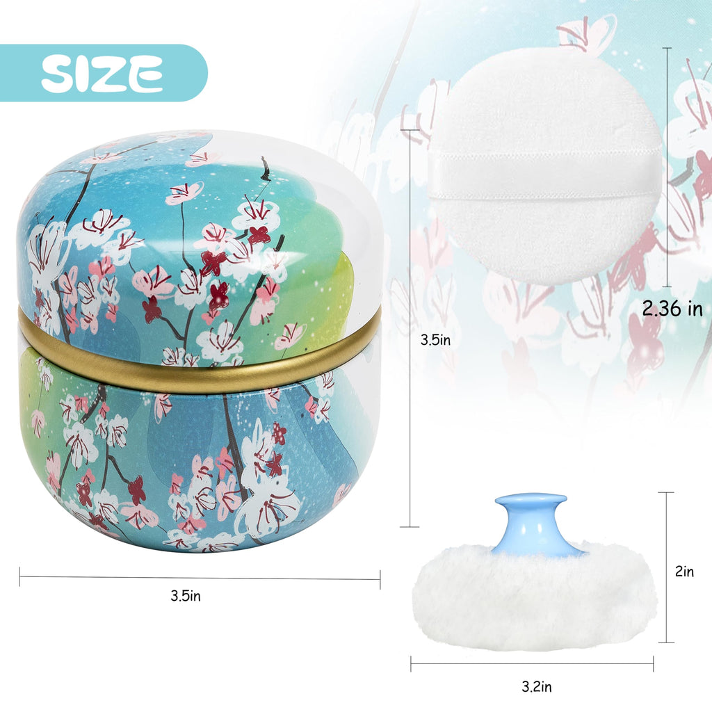 WEMEGA Body Powder Case with Powder Puff Powder Container Tea Box for Baby and Women Powder Puff and Powder Case for Travel (Spring1)