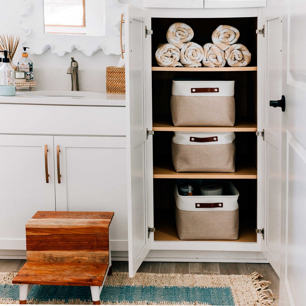 OrganiHaus 16x12.5in Storage Baskets, 3 Pack - Fabric Bins for Shelves