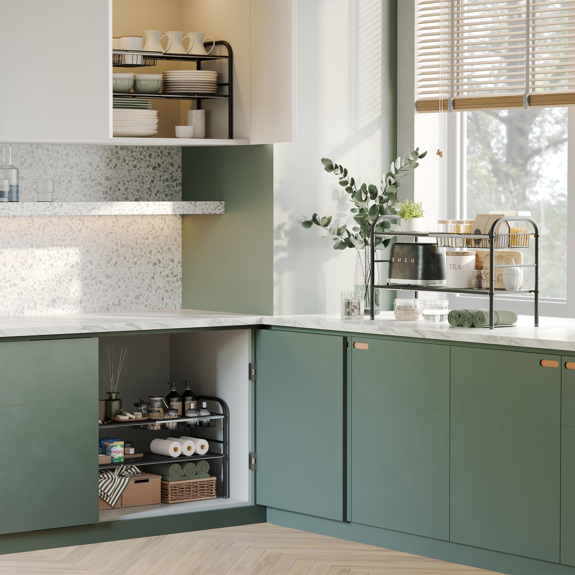 Under Sink Organizers and Storage,Expandable under cabinet organizer Shelf
