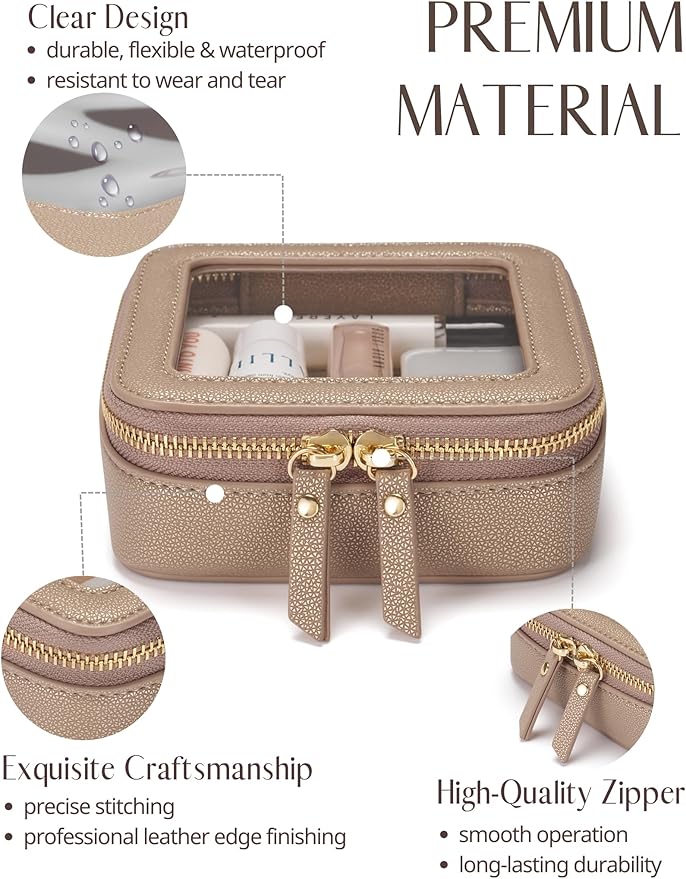 Popvibe Small Makeup Pouch Clear Makeup Bag for Purse Travel Mini Bag for Women for Essentials Cute Cosmetic Case Traveling Small Toiletry Bag Portable Mini Pouch for Car Organizer Bag Gold