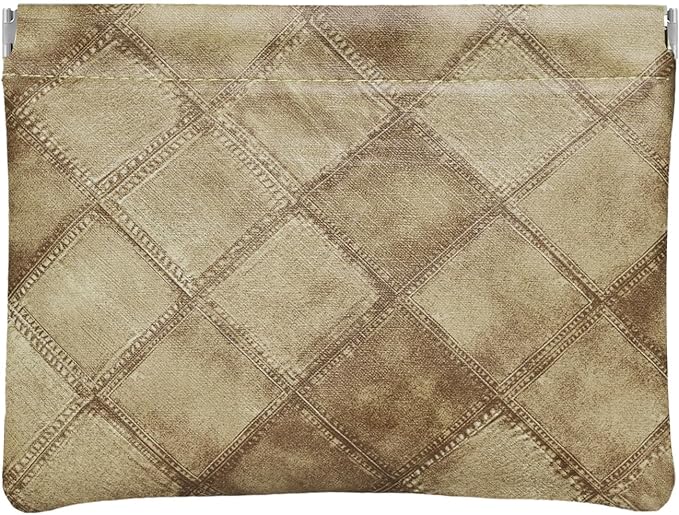 Ksriylm Denim Brown PU Leather Makeup Pouch Set for Women Small Checkered Make Up Bag for Purse Waterproof Initial Makeup Cosmetic Bags Pouches for Purse Aesthetic Travel Toiletry Bag,
