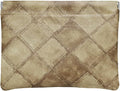 Ksriylm Denim Brown PU Leather Makeup Pouch Set for Women Small Checkered Make Up Bag for Purse Waterproof Initial Makeup Cosmetic Bags Pouches for Purse Aesthetic Travel Toiletry Bag,