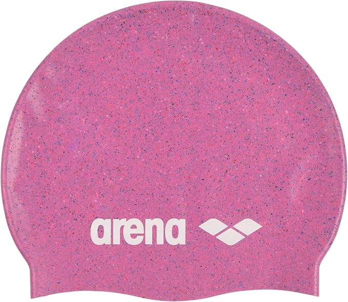 Arena Classic Unisex Recycled Silicone Swim Cap for Women and Men, Intensive Training and Racing Comfortable Long Hair Swimming Hat, Pink/Multi