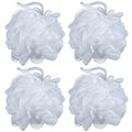 iboodi 60g/pcs White Mesh Bath Sponge Pouf Shower Loofahs Shower Puff Pack of 4 (White)