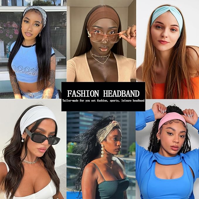XTREND 6 Pcs Women's Headbands Twisted Cross Elastic Head Bands Yoga Workout Hairbands Non-Slip Sweat Soft Headband Solid Color Simple Versatile Hair Accessory Head Band