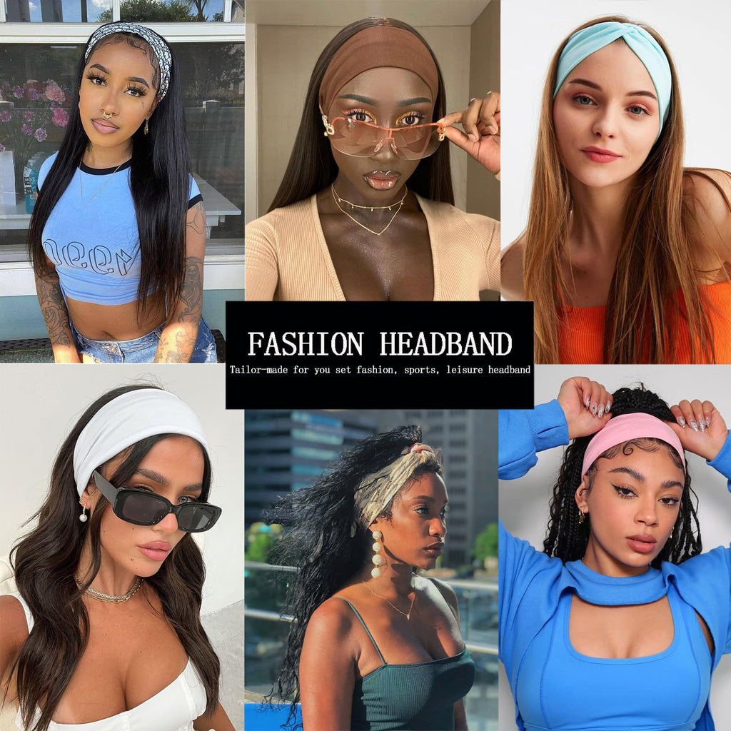 XTREND 6 Pcs Women's Headbands Twisted Cross Elastic Head Bands Yoga Workout Hairbands Non-Slip Sweat Soft Headband Solid Color Simple Versatile Hair Accessory Head Band