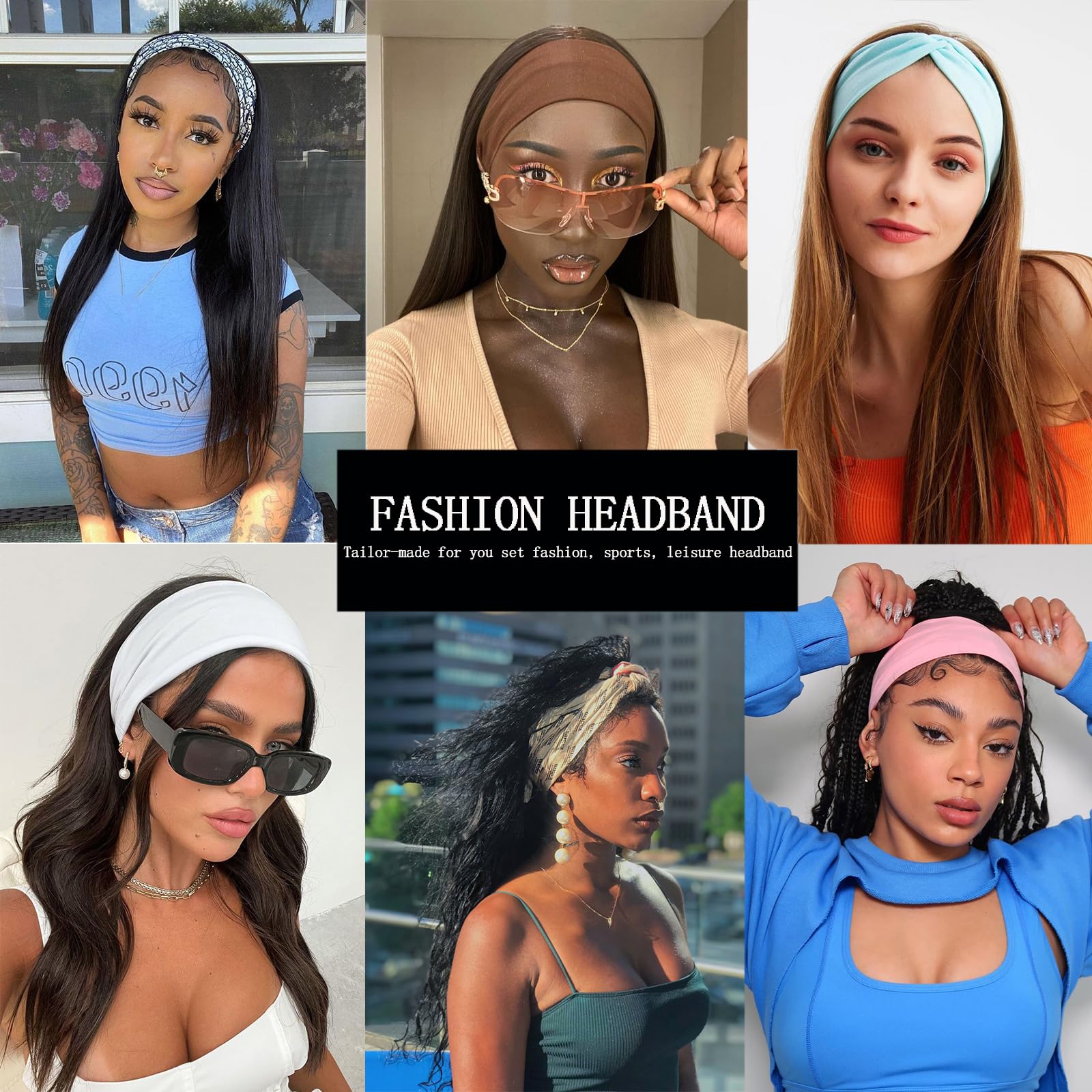 XTREND 6 Pcs Women's Headbands Twisted Cross Elastic Head Bands Yoga Workout Hairbands Non-Slip Sweat Soft Headband Solid Color Simple Versatile Hair Accessory Head Band