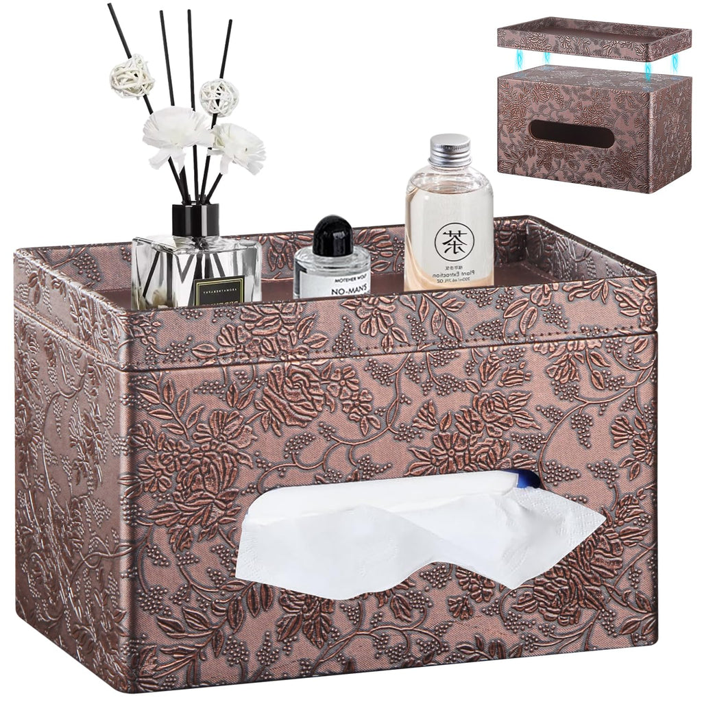 Extra Large Tissue Box Cover with Storage Tray,Rectangle Tissue Box Holder