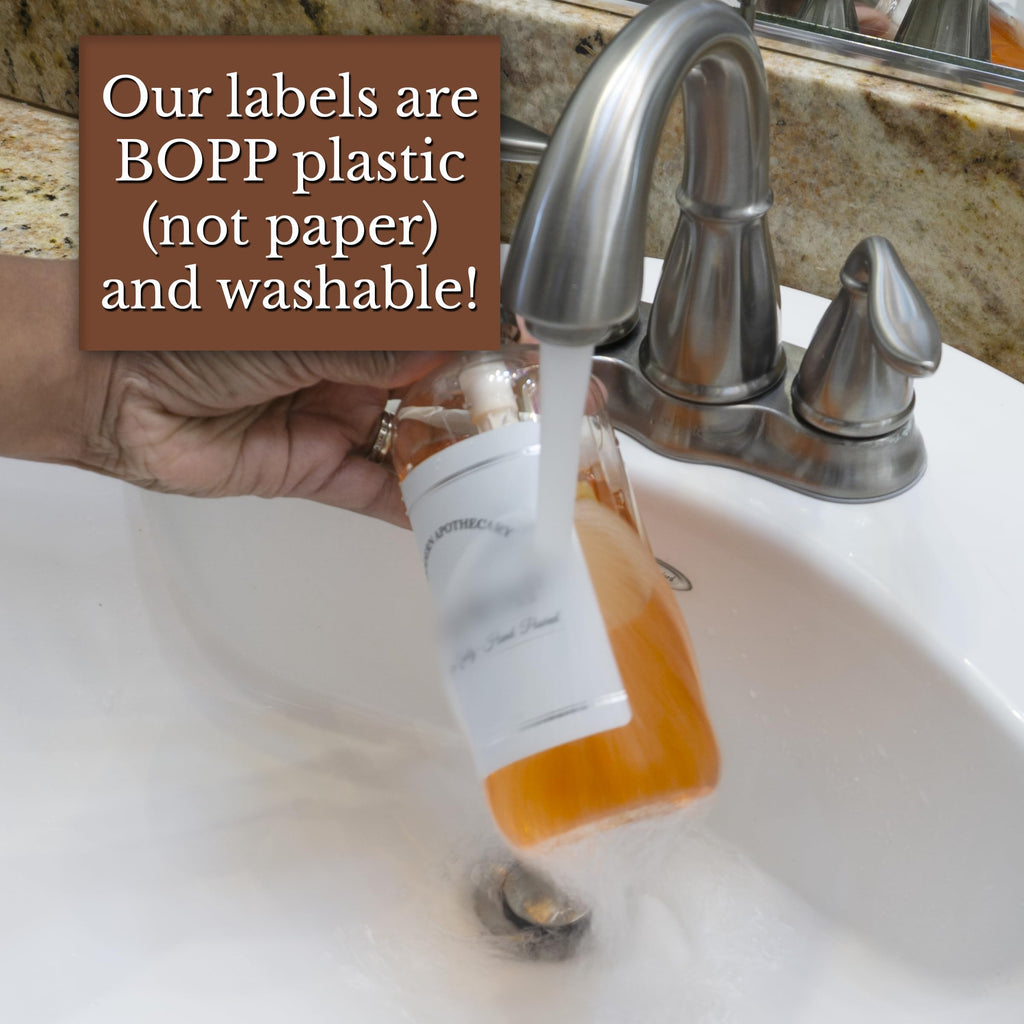 Clear Refillable Shampoo and Conditioner Bottles - Body Wash, Shampoo and Conditioner Dispenser - PET Plastic Shampoo Bottles Refillable with Pump - Waterproof Labels - 16 oz, 3 Pack (Black Plastic)