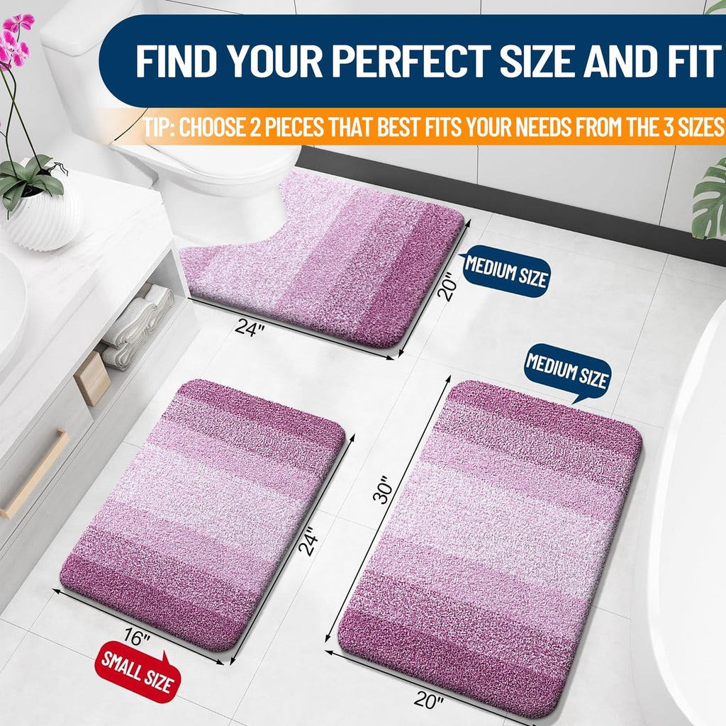 OLANLY Micorfiber Bathroom Rug Set 2 Piece, 30"x20"+24"x16"