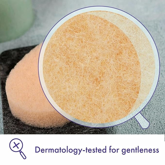 Buf-Puf Gentle Facial Sponge, Dermatologist Developed, Removes Deep Down Dirt & Makeup That Causes Breakouts and Blackheads, Reusable, Exfoliating, 2 Count