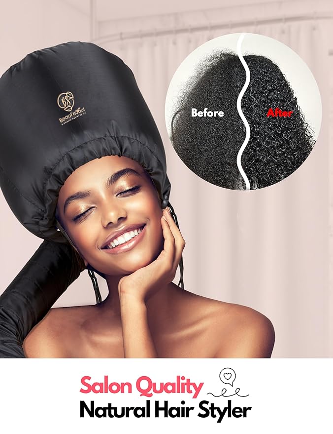 Beauté Seoul Hooded Hair Dryer Attachment - Soft Bonnet for Fast Blow Drying