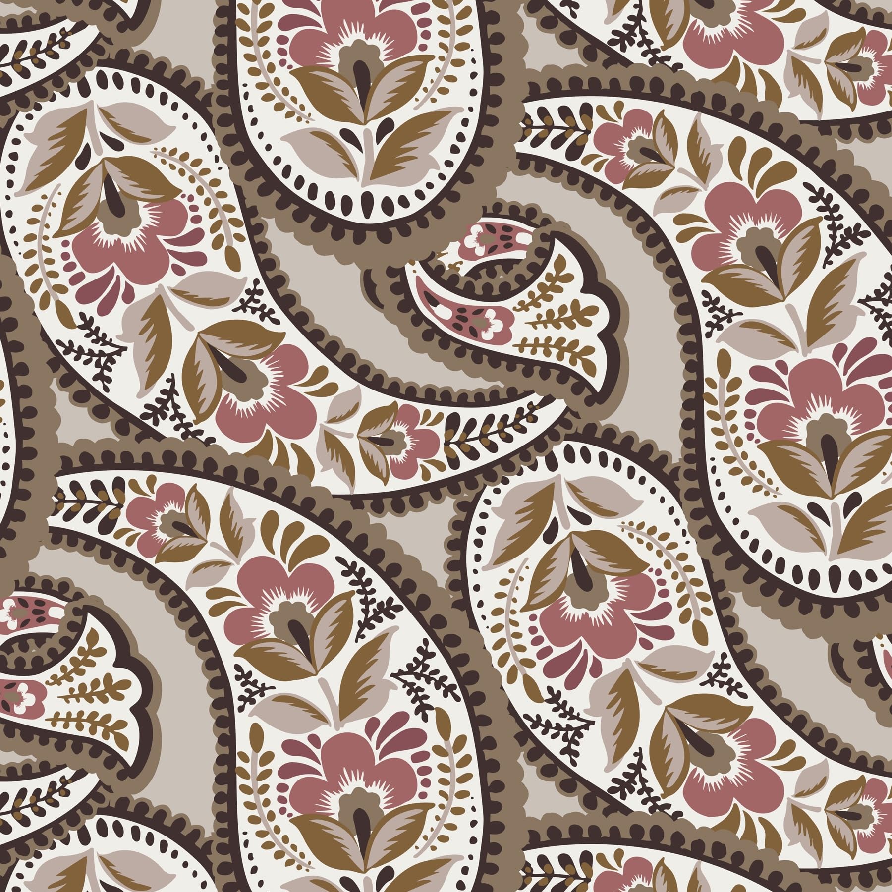 Premium Cotton Large Pouch, Blooming Paisley, One Size