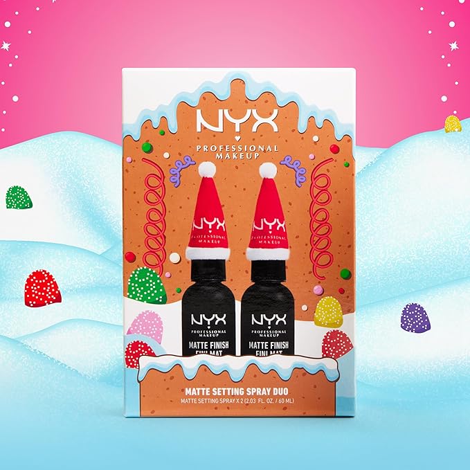 NYX PROFESSIONAL MAKEUP Makeup Setting Spray Duo Holiday Gift Set - Matte Finish, Long-Lasting Face Mist for up to 16HR Wear, Vegan Formula (Full Size Duo)