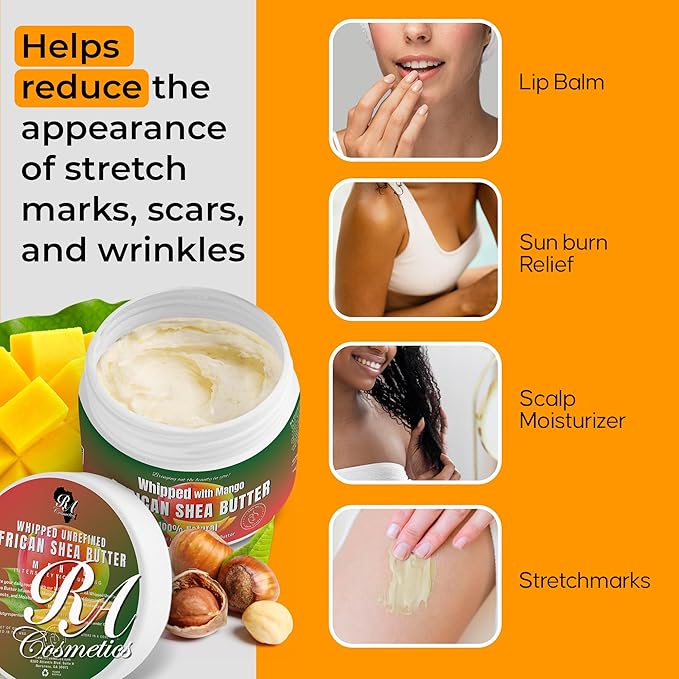 RA COSMETICS Whipped Shea Butter with Mango Extract, 12oz