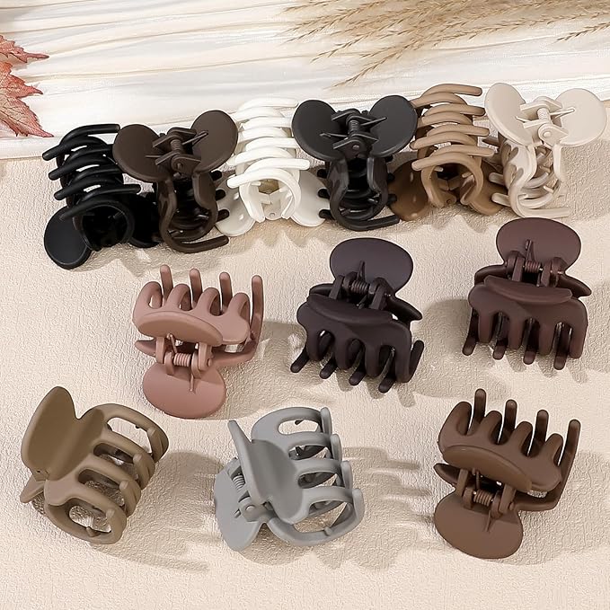Sisiaipu 12Pcs Hair Clips for Women 1.8 Inch Small Claw Clips for Thin Hair Medium Hair Claw Clips for Thick Hair Accessories for Women Girls (Brown)